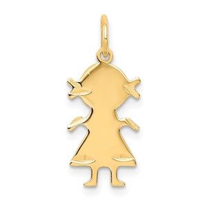 Million Charms 14k Yellow Gold .011 Depth Engraveable Girl Charm Made to Order
